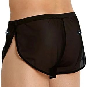Black men mesh shorts see through